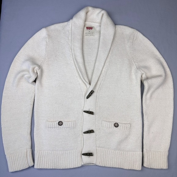 Levi Strauss & Co. Men's Ivory Shawl Collar Knit Cardigan Sweater Medium - Picture 1 of 13